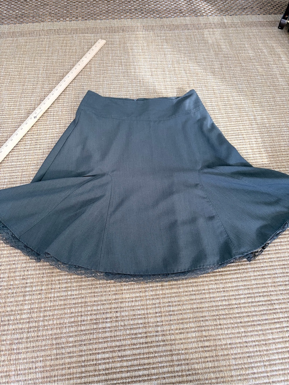 Womens charcoal gray A Line Lace-Trim Skirt